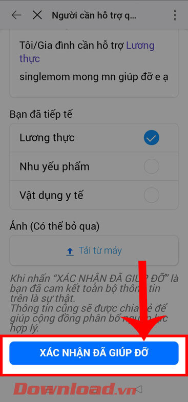<p><strong>Bước 5:</strong> Cuối cùng, hãy nhấn vào nút <strong>Xác nhận</strong> đã giúp đỡ ở phía