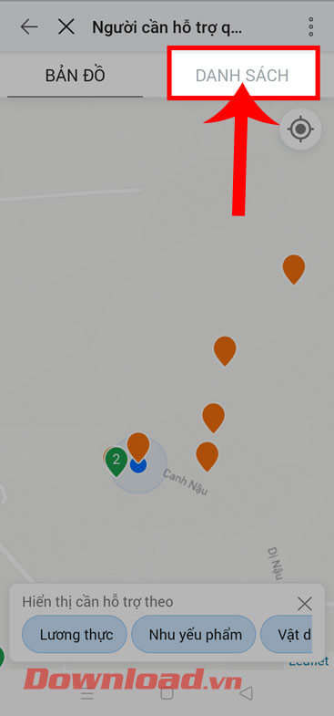 <p><strong>Bước 2:</strong> Trên màn hình khi này sẽ <strong>hiển thị bản đồ những người cần giúp đỡ