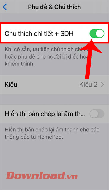 <p><strong>Bước 4: </strong>Tiếp theo<strong>, gạt công tắc tại mục Chú thích chi tiết + SDH</strong>