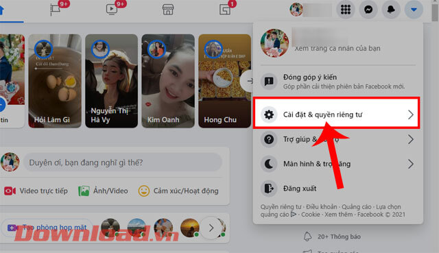 <p><strong>Bước 3:</strong> Lúc này, nhấp chuột vào mục <strong>Cài đặt &amp; Quyền riêng tư.</strong></p>