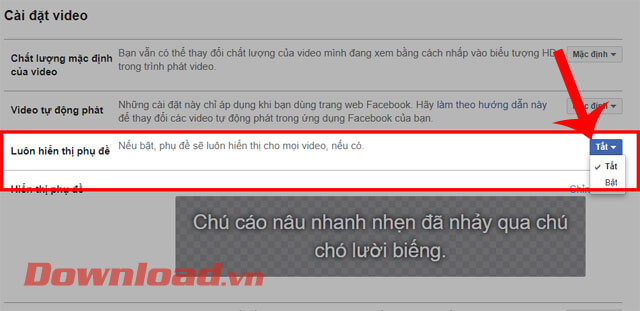 <p><strong>Bước 6: </strong>Sau đó, tại mục<strong> Luôn hiển thị phụ đề, chọn Bật hoặc Tắt</strong>