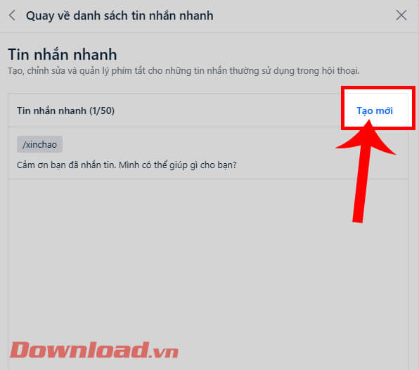 Ấn vào nút Tạo mới