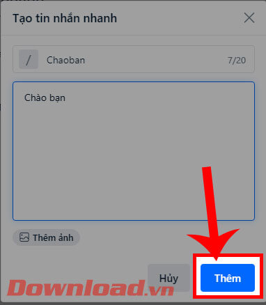 Nhấp chuột vào nút Thêm