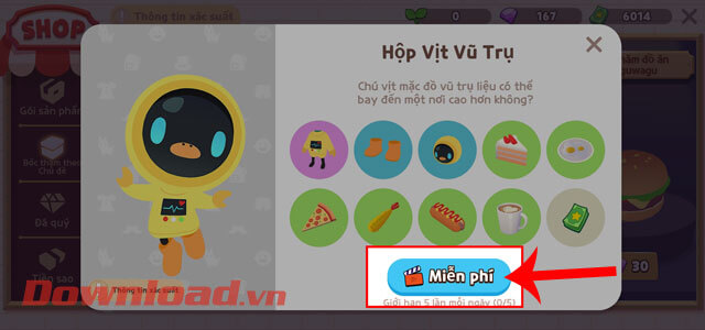 Chạm vào nút Miễn phí