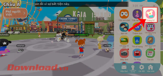 Ấn vào mục Trang trí