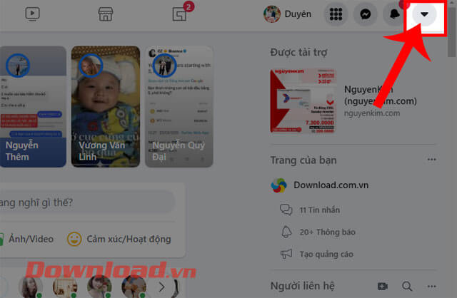 <p><strong>Bước 2:</strong> Tại trang chủ của Facebook khi này, click chuột vào <strong>biểu tượng hình