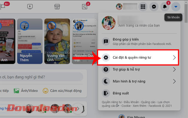 <p><strong>Bước 3: </strong>Tiếp theo, hãy nhấp chuột vào mục<strong> Cài đặt &amp; quyền riêng tư.</strong></p>