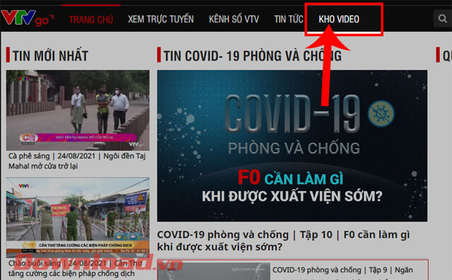 Click chuột vào mục Kho video