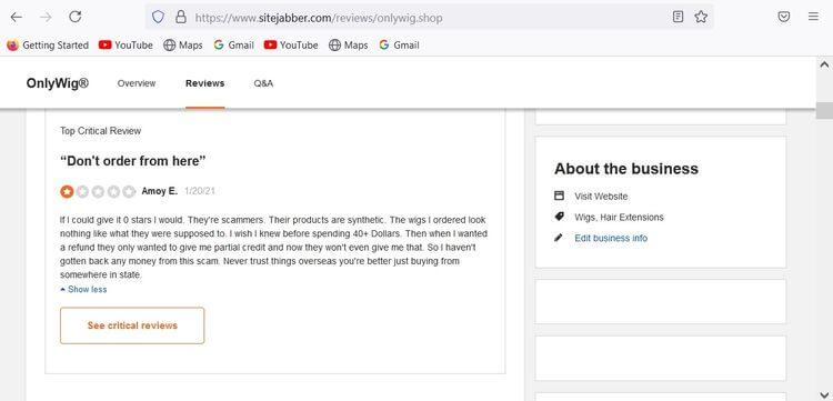Đánh giá không tốt từ khách hàng