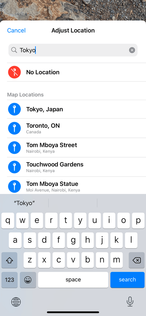 Điều chỉnh thông tin vị trí