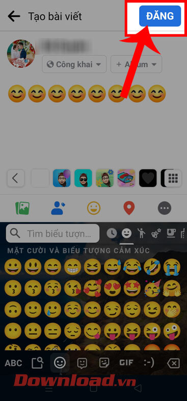 <p><strong>Bước 5:</strong> Sau đó, chạm vào nút <strong>Đăng </strong>ở góc bên phải phía trên màn