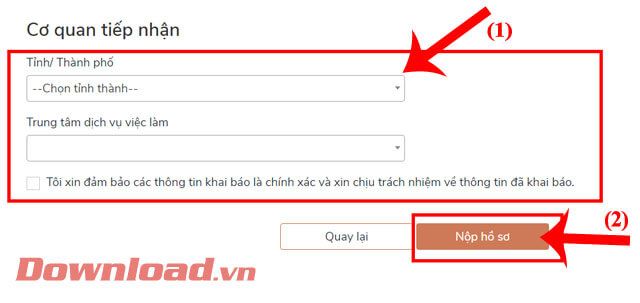 <p><strong>Bước 7: </strong>Sao đó kéo màn hình xuống, <strong>nhập thông tin của Cơ quan tiếp nhận</strong>,