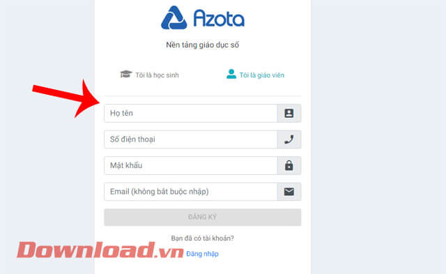 <p><strong>Bước 4: </strong>Tại khung cửa sổ đăng ký lúc này, hãy nhập <em><strong>Họ và tên, Số điện