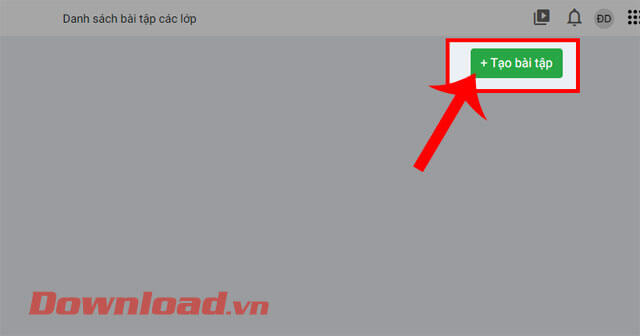 Click chuột vào nút Tạo bài tập