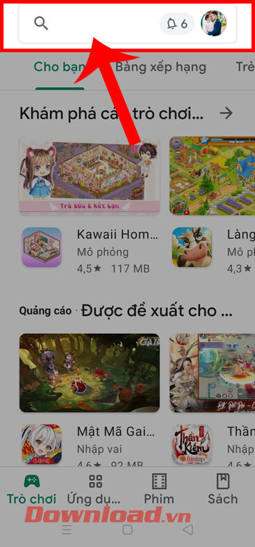 <p><strong>Bước 2:</strong> Trong giao diện chính của cửa hàng ứng dụng, ấn vào<strong> ô tìm kiếm </strong>ở