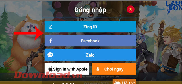 <p><strong>Bước 1: </strong>Tại màn hình Đăng nhập của tựa game khi này, hãy <em><strong>đăng nhập bằng