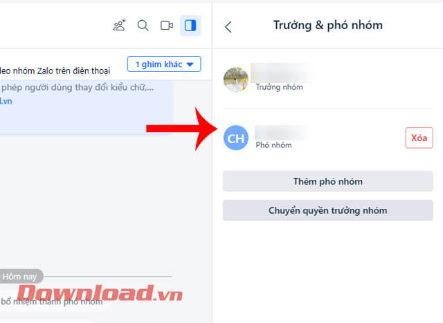 <p><strong>Bước 6:</strong> Khi này, ở khung cửa sổ Quản lý nhóm, thành viên, sẽ hiển thị thêm phó nhóm