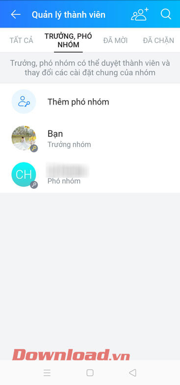 <p><strong>Bước 7: </strong>Lúc này, tại mục<em> Quản lý thành viên</em> sẽ hiển thị thêm chức phó nhóm