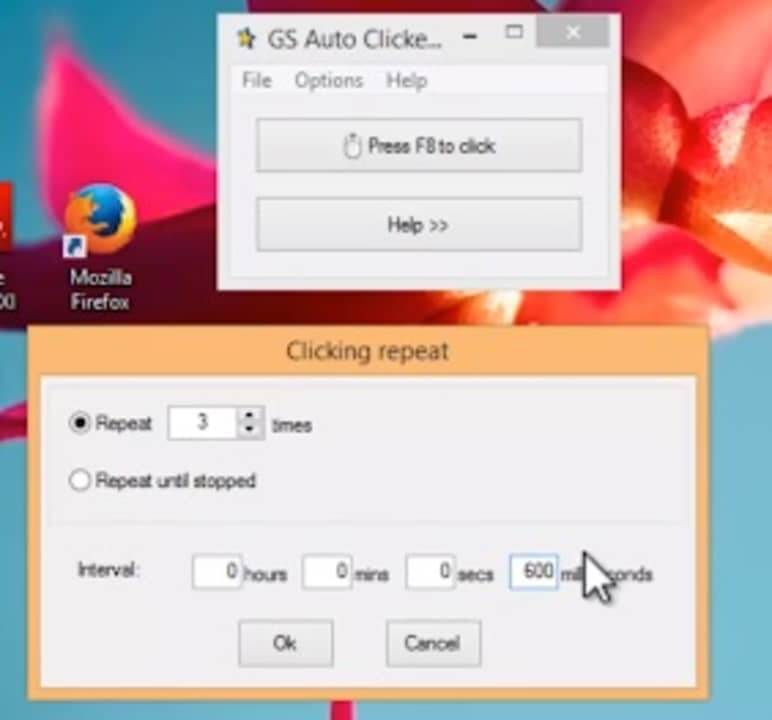 Chỉnh sửa khoảng thời gian click bằng GS Auto Clicker