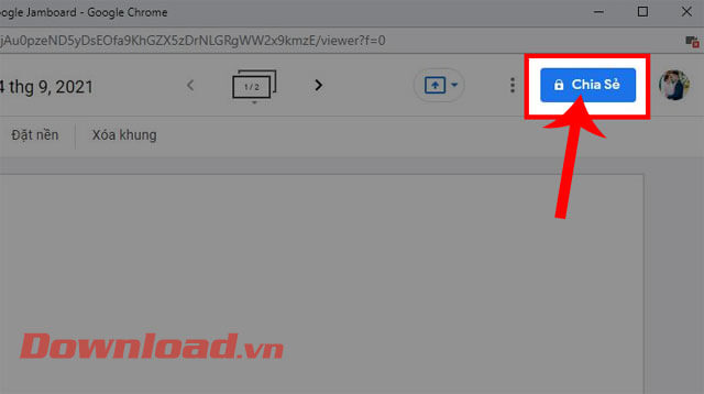 Ấn vào nút Chia sẻ