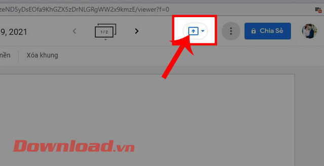 Nhấn vào biểu tượng mũi tên đi lên