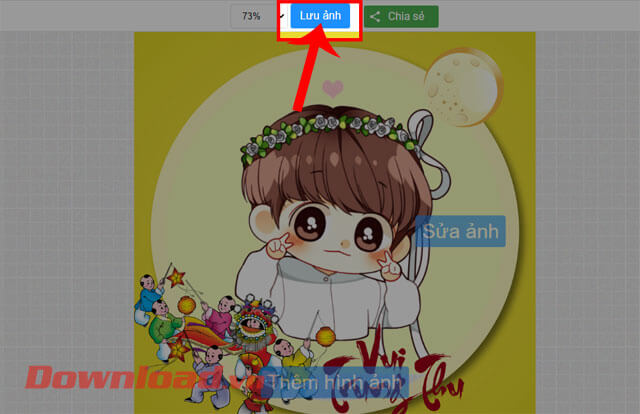 Nhấp chuột vào nút Lưu ảnh
