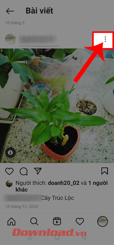 <p><strong>Bước 2: </strong>Tại bài viết khi này, nhấn vào <strong>biểu tượng ba chấm</strong> ở góc