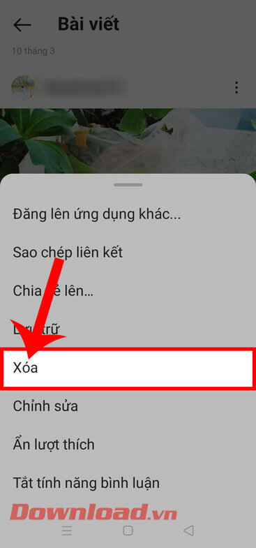 <p><strong>Bước 3: </strong>Sau đó, hãy chạm vào mục <strong>Xóa.</strong></p>