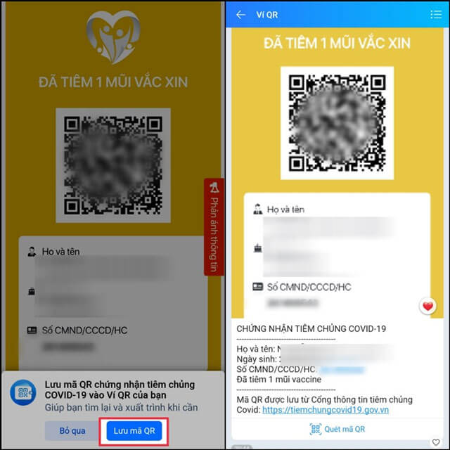 Ấn vào nút Lưu mã QR