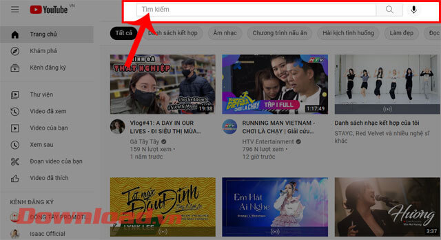 Nhấn vào ô tìm kiếm