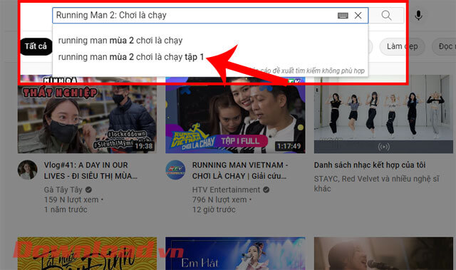 Nhập từ khóa "Running Man 2"