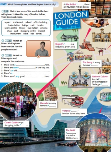 Match the words in the box with places 