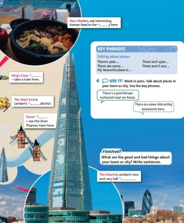 Match the words in the box with places 