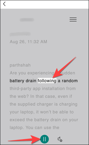 Phát lại nội dung muốn đọc