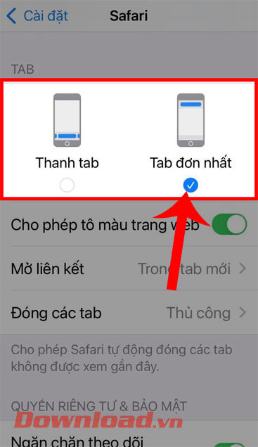 <p><strong>Bước 3:</strong> Tại phần cài đặt của <em>Safari,</em> kéo màn hình xuống phía dưới đến mục