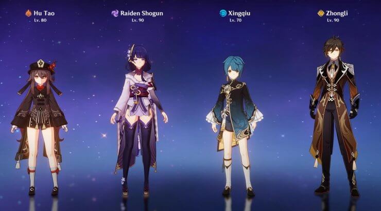 Đội Hu Tao & Raiden Shogun