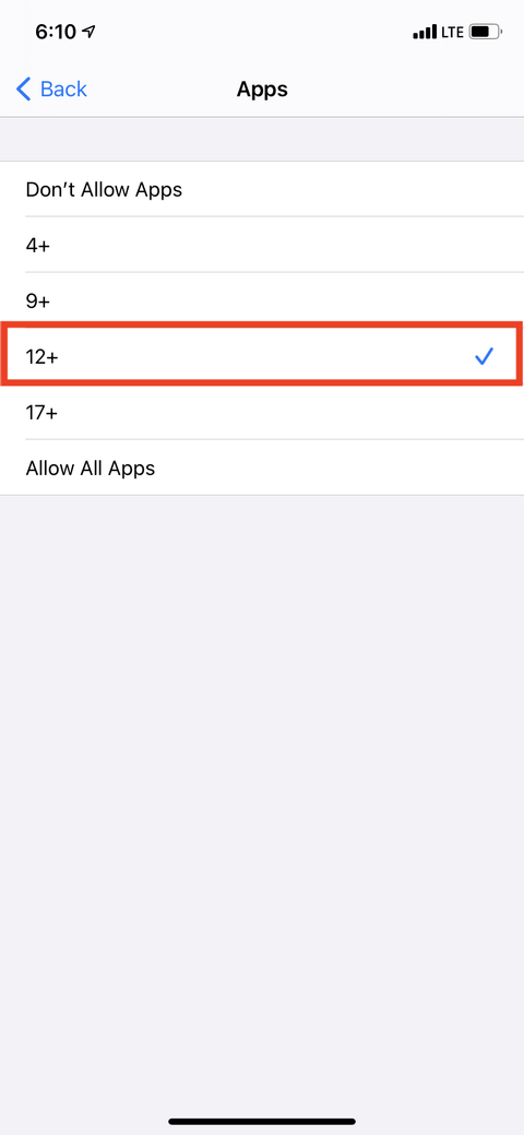 Chọn độ tuổi chặn app