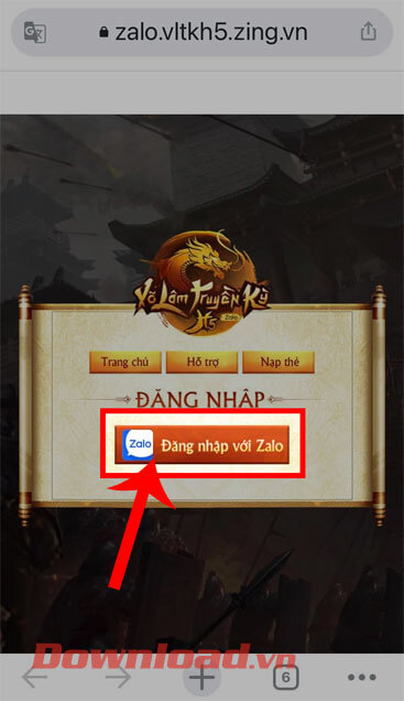 <p><strong>Bước 6: </strong>Lúc này, chúng ta sẽ truy cập vào trang chủ của game Võ Lâm Truyền Kỳ H5.