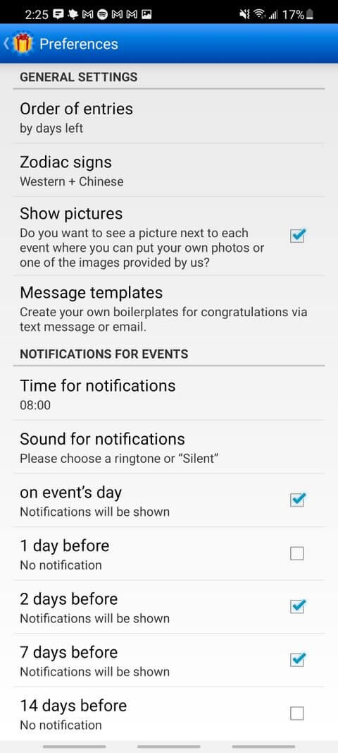 Ứng dụng Birthdays for Android