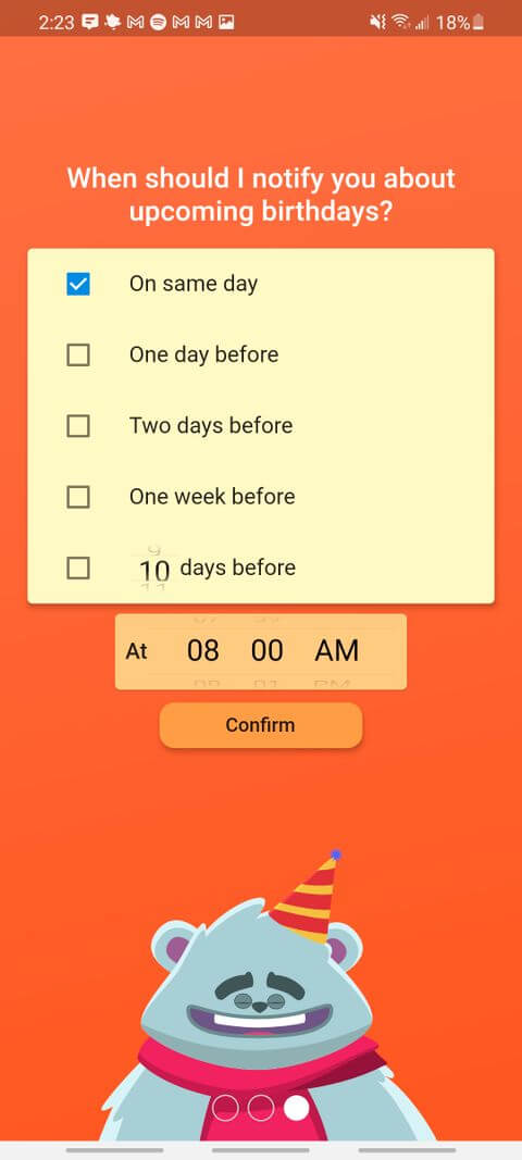 Birthday Calendar Reminder