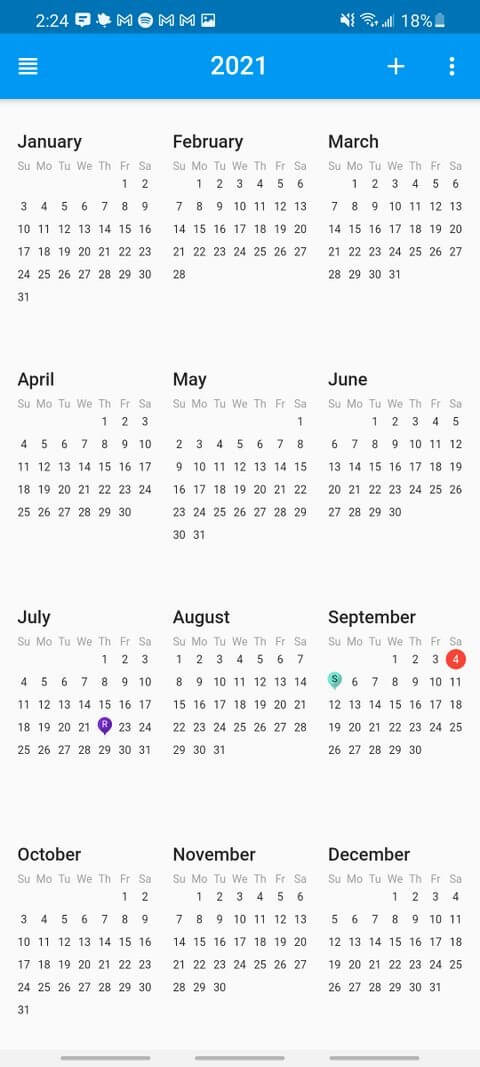 Lịch trong Birthday Calendar Reminder