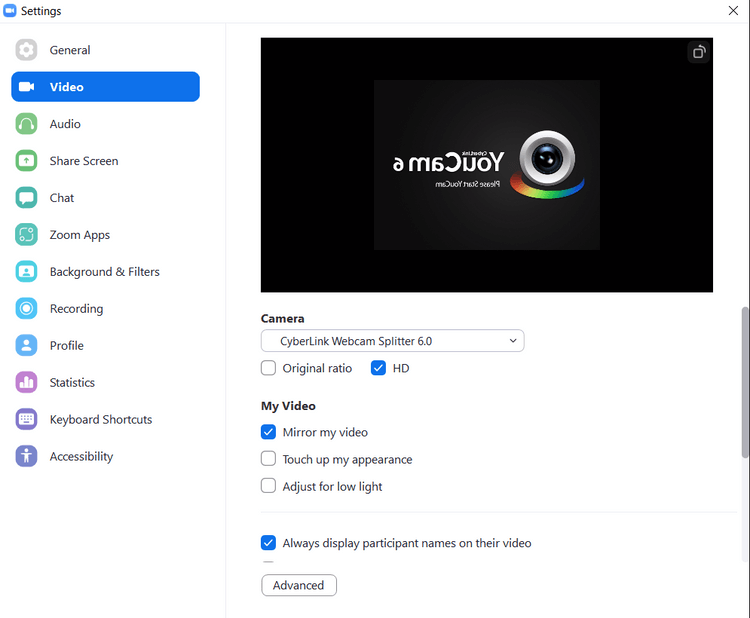 Cài đặt video trên Zoom