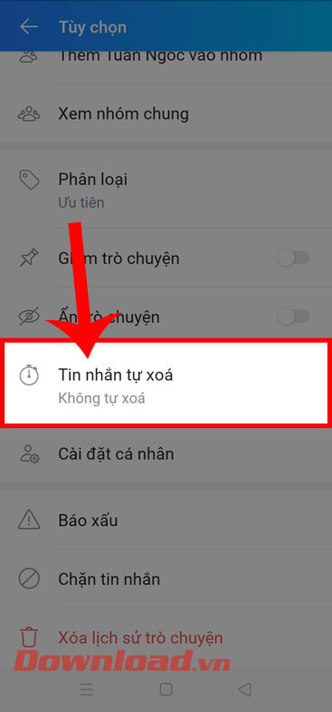<p><strong>Bước 3: </strong>Ở khung cửa sổ <em>Tùy chọn </em>của cuộc trò chuyện khi này, kéo màn hình