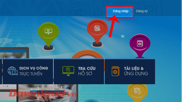 <p><strong>Bước 2:</strong> Trong trang chủ của cổng dịch vụ công, click chuột vào mục <strong>Đăng
