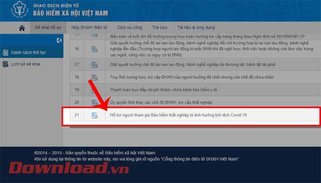 <p><strong>Bước 5: </strong>Tại mục<em> Danh sách thủ tục</em>, tìm kiếm và nhấn vào mục <strong>Hỗ