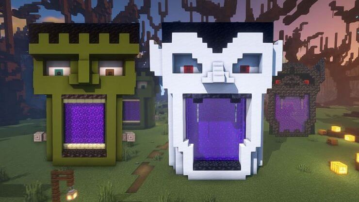 Cổng địa ngục phong cách Halloween trong Minecraft