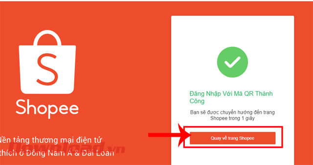 Đăng nhập tài khoản Shopee trên máy tính thành công