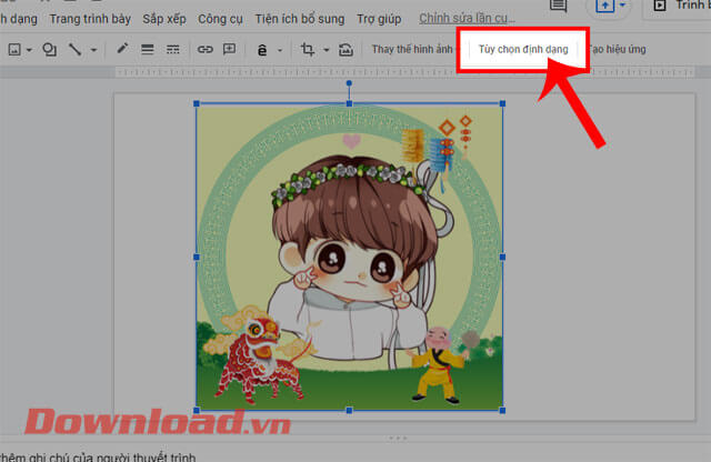 Nhấn vào mục Tùy chọn định dạng