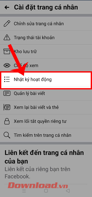 <p><strong>Bước 3: </strong>Ở mục <em>Cài đặt trang cá nhân</em> lúc này, chạm vào mục <strong>Nhật