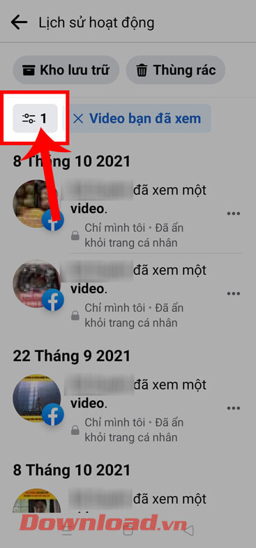 <p><strong>Bước 7: </strong>Để xóa nhanh nhật ký xem video trên Facebook, thì hãy chạm vào <strong>biểu